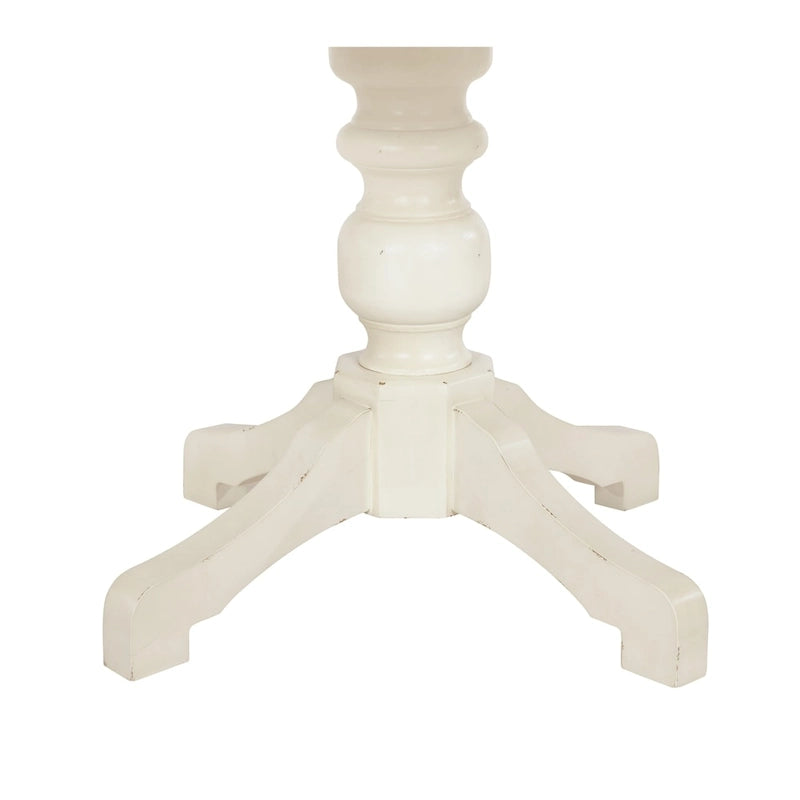 Ensemble de salle à manger rond 5 pièces Prato Roundhill Furniture avec table et chaises à dossier croisé, blanc antique et chêne vieilli