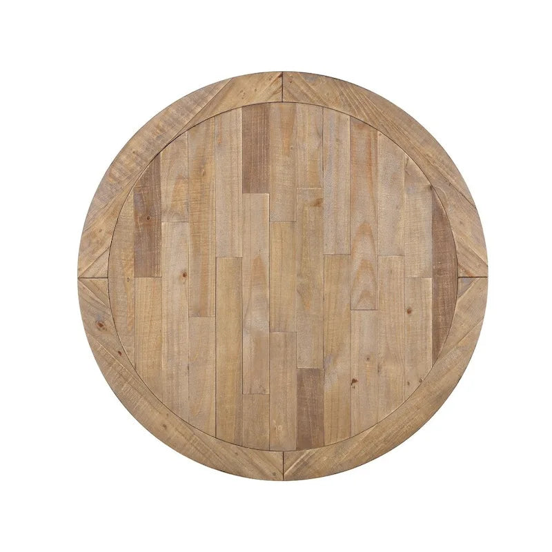 Ensemble de salle à manger rond 5 pièces Prato Roundhill Furniture avec table et chaises à dossier croisé, blanc antique et chêne vieilli