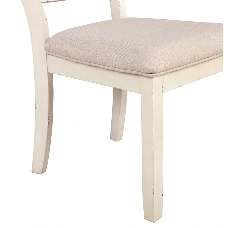 Ensemble de salle à manger rond 5 pièces Prato Roundhill Furniture avec table et chaises à dossier croisé, blanc antique et chêne vieilli