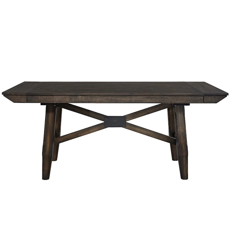 Ensemble de 7 pièces de table à tréteaux Double Bridge en châtaignier foncé