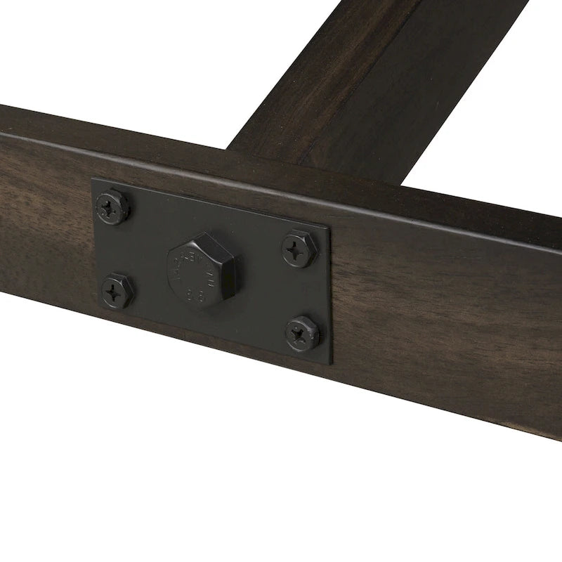 Ensemble de 7 pièces de table à tréteaux Double Bridge en châtaignier foncé
