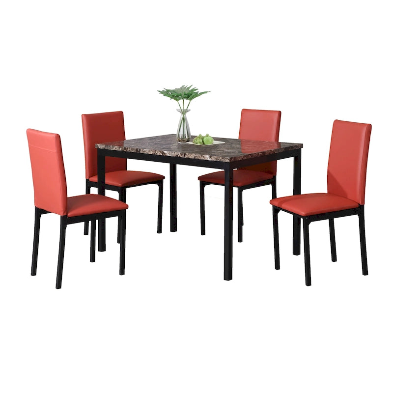 Ensemble de salle à manger 5 pièces en métal et faux marbre Roundhill Furniture Citico