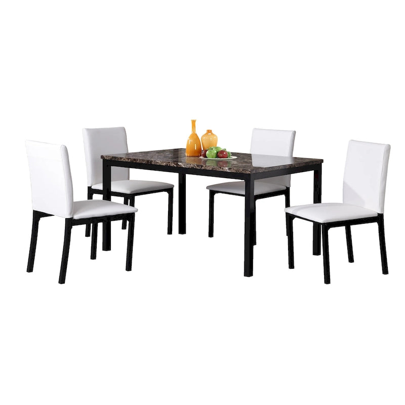 Ensemble de salle à manger 5 pièces en métal et faux marbre Roundhill Furniture Citico
