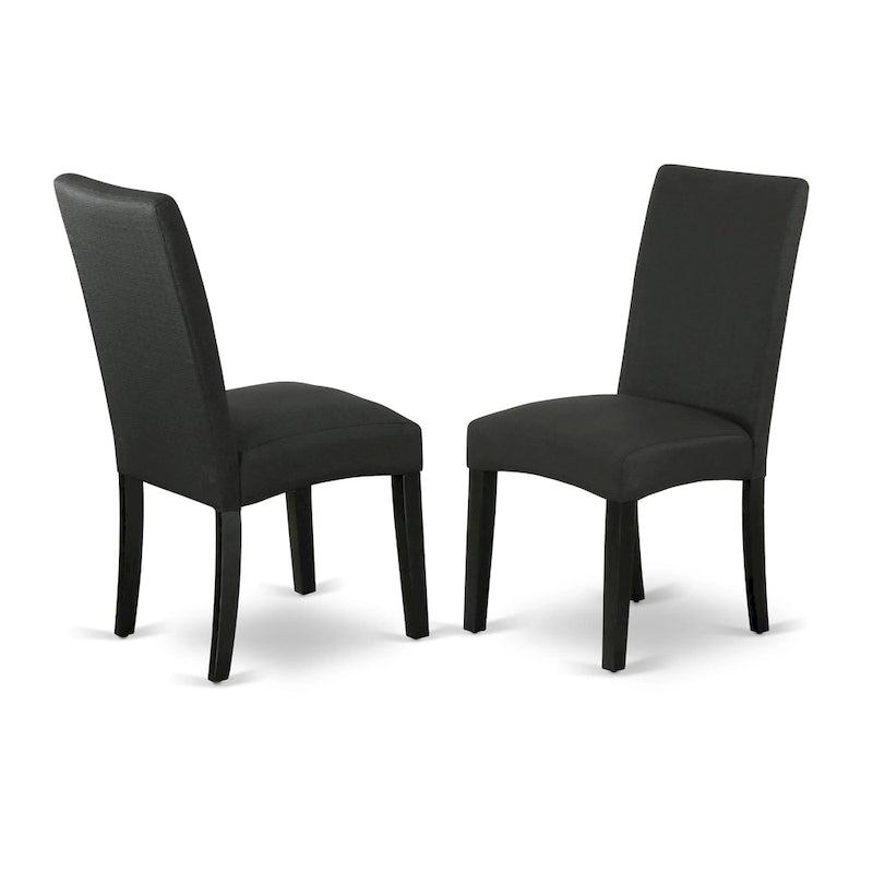 Ensemble de table de cuisine East West Furniture - une table ronde et des chaises en tissu de lin de couleur noire, noir (option de pièces)