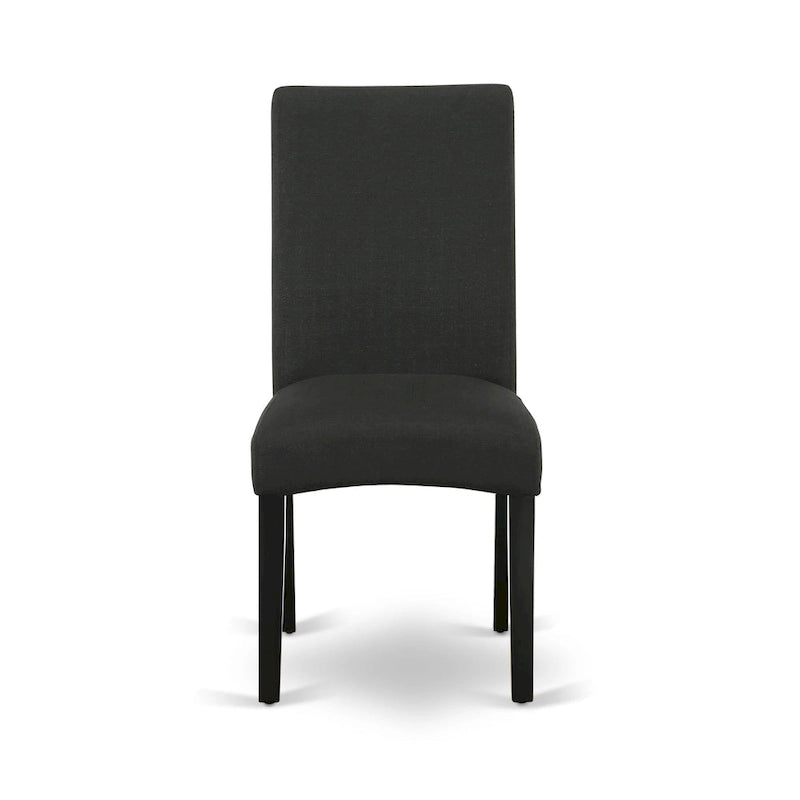 Ensemble de table de cuisine East West Furniture - une table ronde et des chaises en tissu de lin de couleur noire, noir (option de pièces)