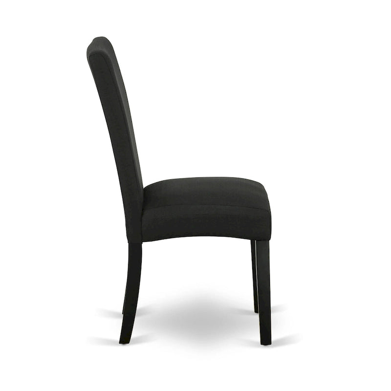 Ensemble de table de cuisine East West Furniture - une table ronde et des chaises en tissu de lin de couleur noire, noir (option de pièces)