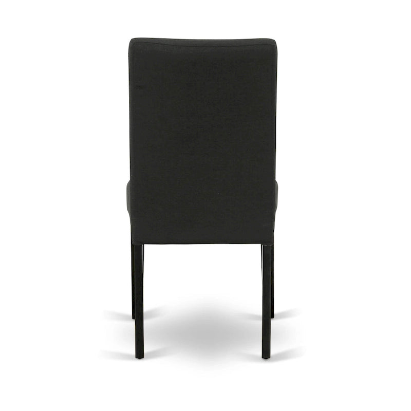 Ensemble de table de cuisine East West Furniture - une table ronde et des chaises en tissu de lin de couleur noire, noir (option de pièces)