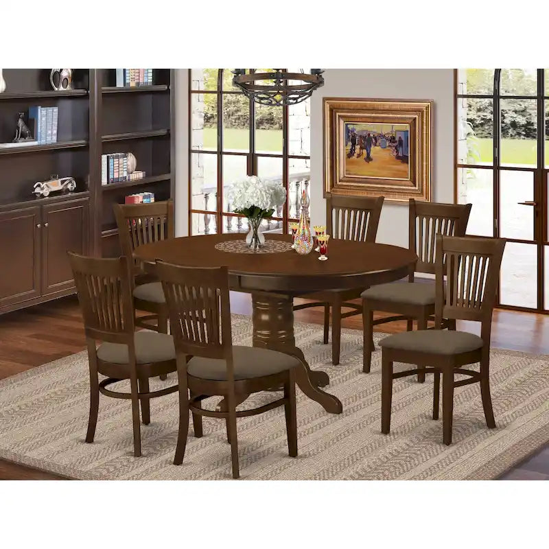East West Furniture Ensemble de table de cuisine 7 pièces - une table de salle à manger ovale et 6 chaises de cuisine, Espresso (options de siège)