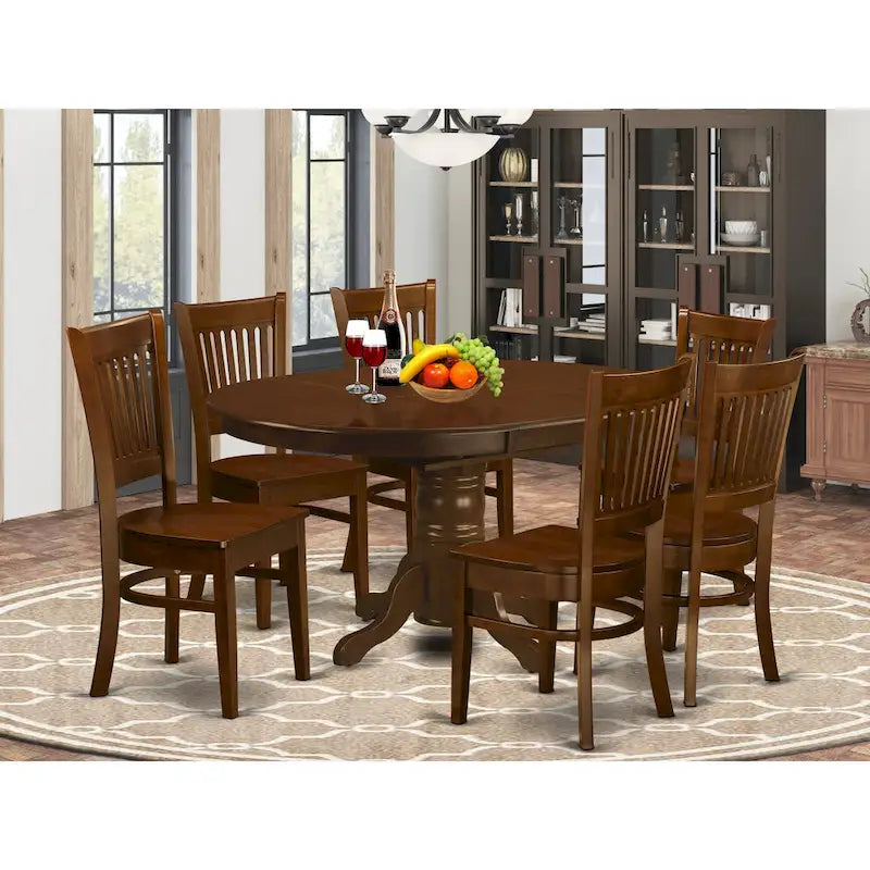 East West Furniture Ensemble de table de cuisine 7 pièces - une table de salle à manger ovale et 6 chaises de cuisine, Espresso (options de siège)