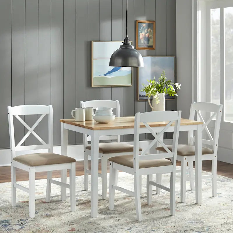 Ensemble de salle à manger Simple Living Crossback 5 pièces blanc