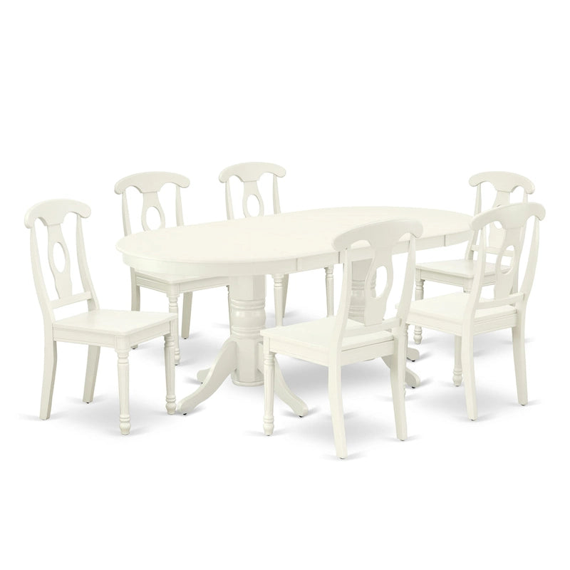 East West Furniture Salle à Manger - une Table à Manger Ovale et des Chaises de Cuisine, Blanc Lin (Options de Pièces)