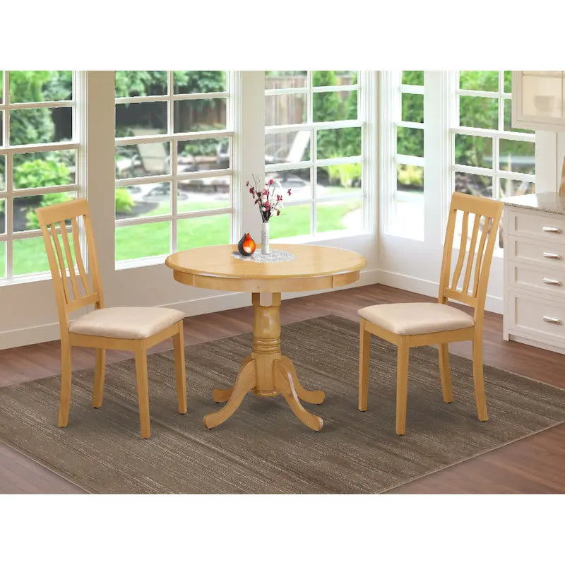 Ensemble de table de cuisine 3 pièces East West Furniture - Une table de salle à manger ronde et 2 chaises de cuisine, 36x36 pouces, chêne (options de siège)