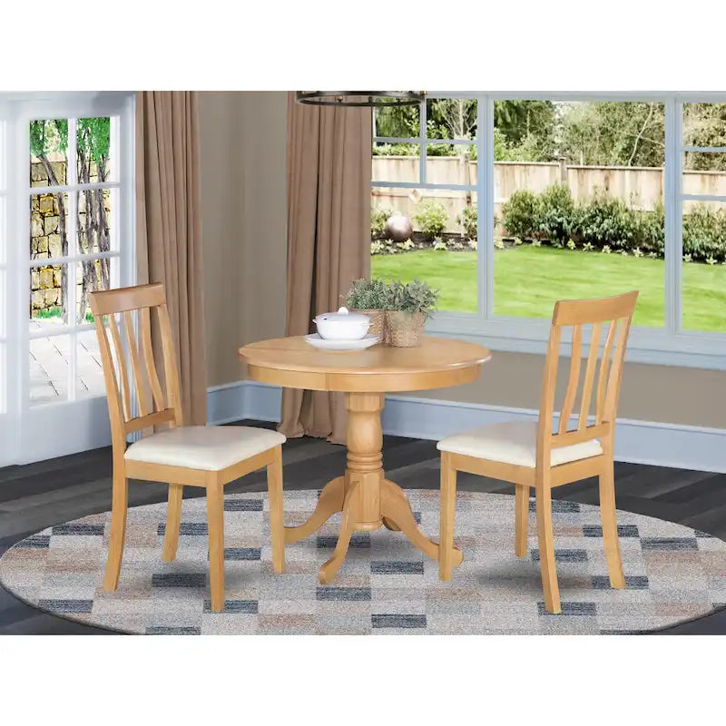 Ensemble de table de cuisine 3 pièces East West Furniture - Une table de salle à manger ronde et 2 chaises de cuisine, 36x36 pouces, chêne (options de siège)