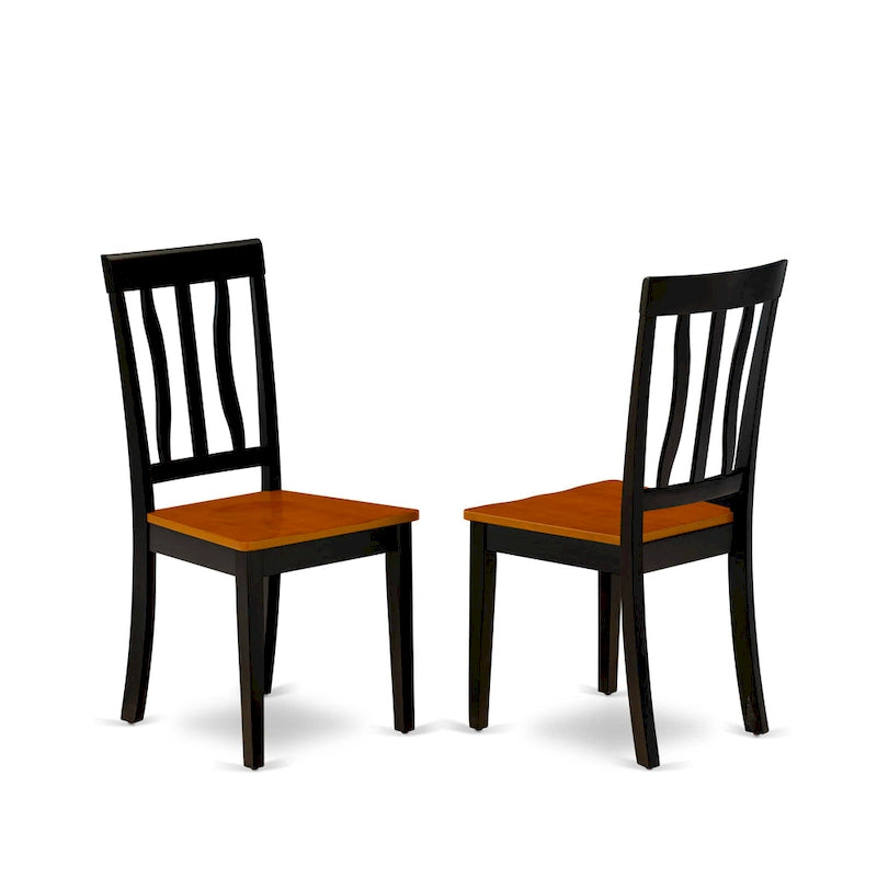 East West Furniture - Ensemble de 9 pièces pour cuisine - une table de salle à manger et 8 chaises de salle à manger, noir et cerisier (options d'assise)