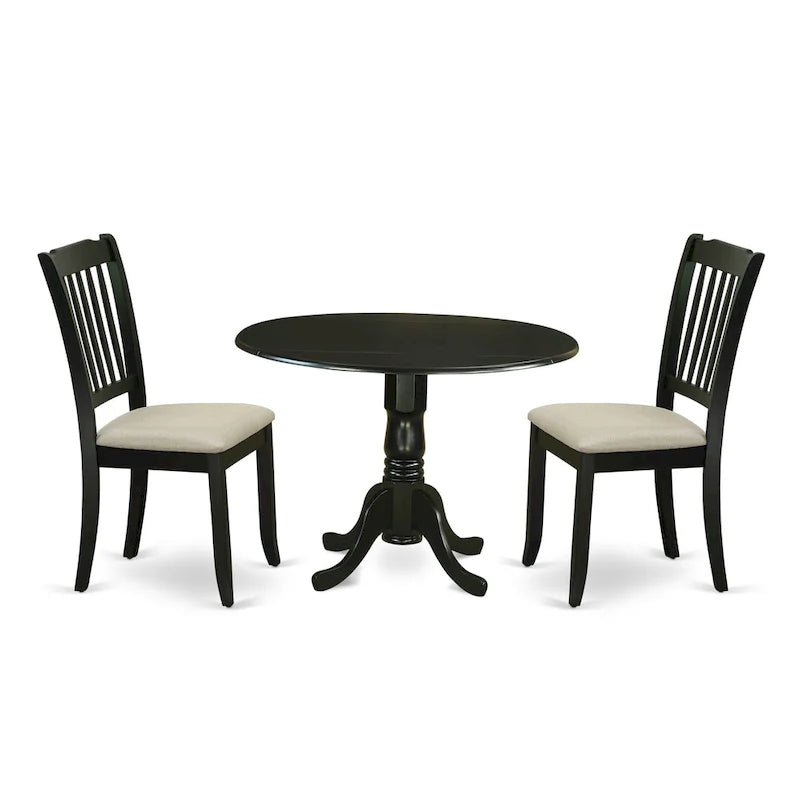 Ensemble de salle à manger East West Furniture – Une table de cuisine ronde et des chaises Parson en tissu de lin (pièces et options de finition)