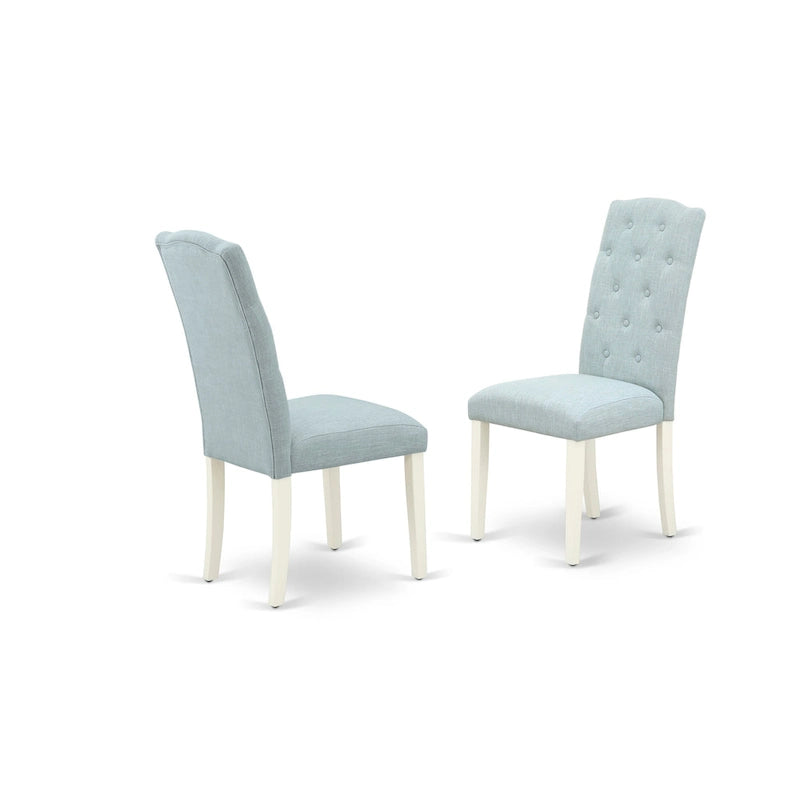 Ensemble de salle à manger East West Furniture – Une table de cuisine ronde et des chaises Parson en tissu de lin (pièces et options de finition)