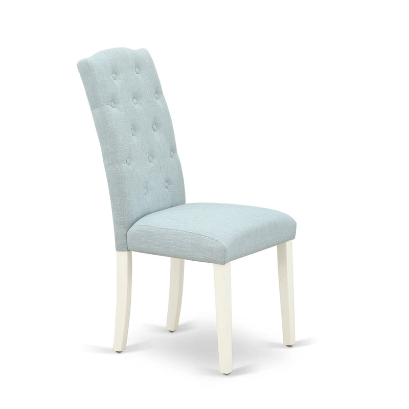 Ensemble de salle à manger East West Furniture – Une table de cuisine ronde et des chaises Parson en tissu de lin (pièces et options de finition)
