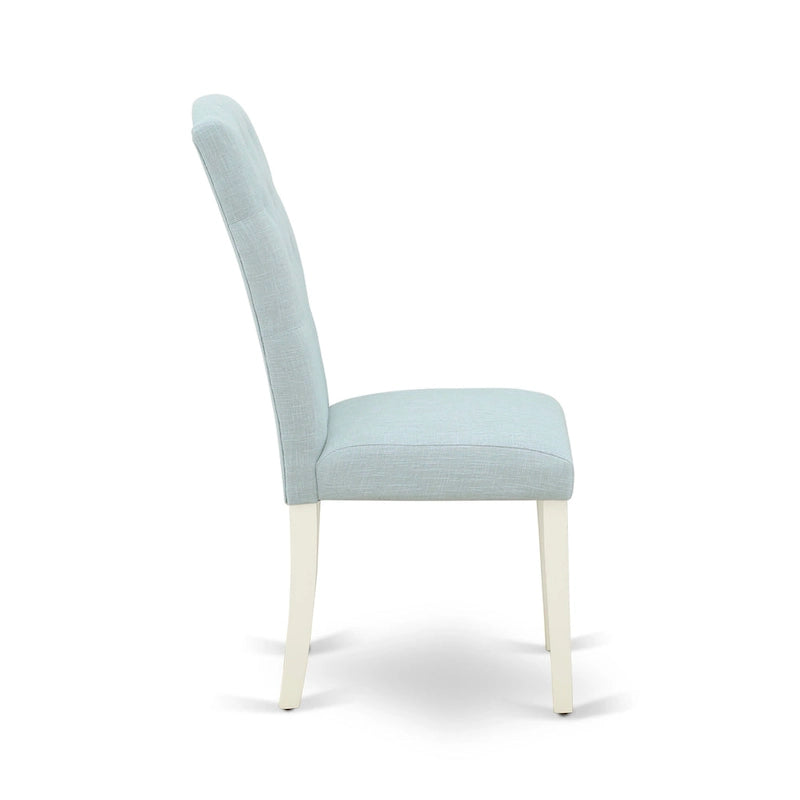Ensemble de salle à manger East West Furniture – Une table de cuisine ronde et des chaises Parson en tissu de lin (pièces et options de finition)