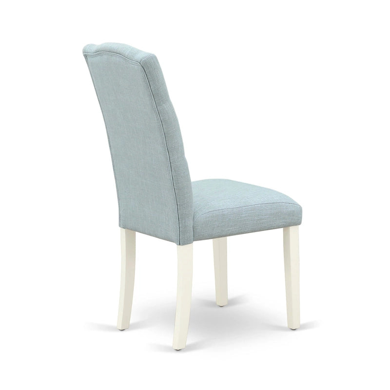 Ensemble de salle à manger East West Furniture – Une table de cuisine ronde et des chaises Parson en tissu de lin (pièces et options de finition)