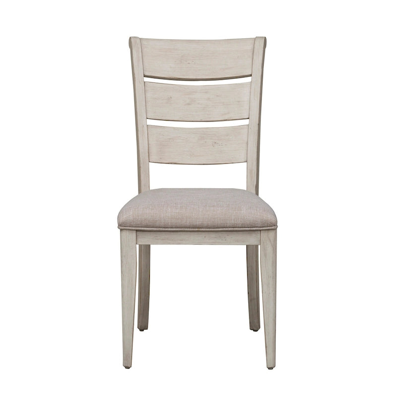 Ensemble de 7 pièces de table à tréteaux de ferme revisitée, blanc antique