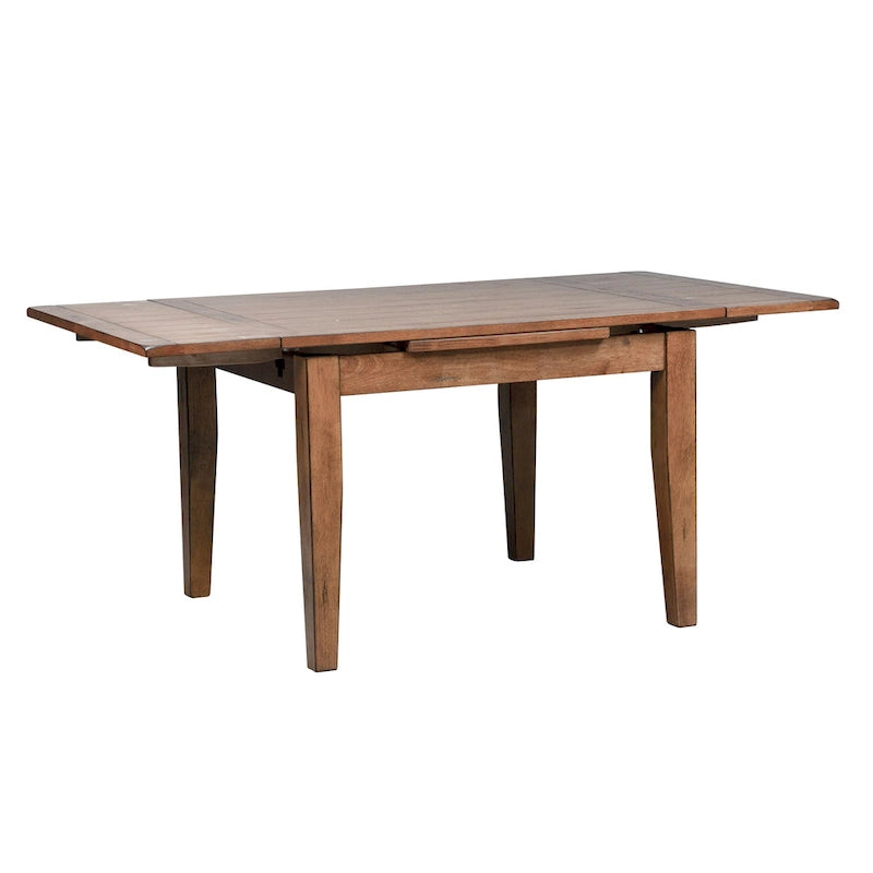 Ensemble de salle à manger rétractable Treasures Rustic Oak 5 pièces avec dossier en gerbe
