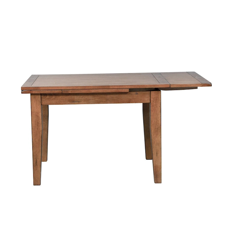 Ensemble de salle à manger rétractable Treasures Rustic Oak 5 pièces avec dossier en gerbe