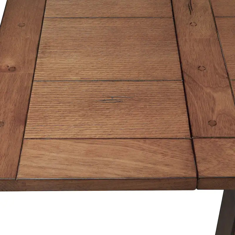 Ensemble de salle à manger rétractable Treasures Rustic Oak 5 pièces avec dossier en gerbe