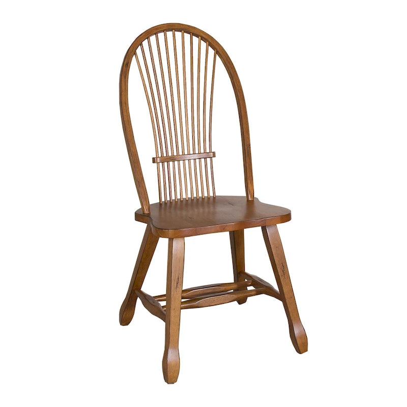 Ensemble de salle à manger rétractable Treasures Rustic Oak 5 pièces avec dossier en gerbe