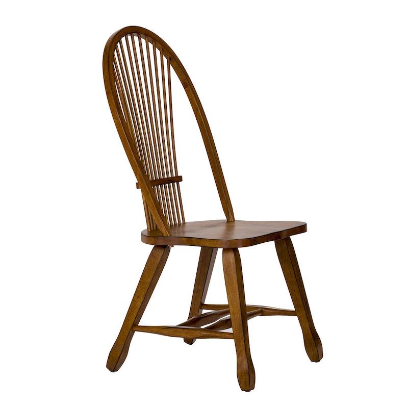 Ensemble de salle à manger rétractable Treasures Rustic Oak 5 pièces avec dossier en gerbe