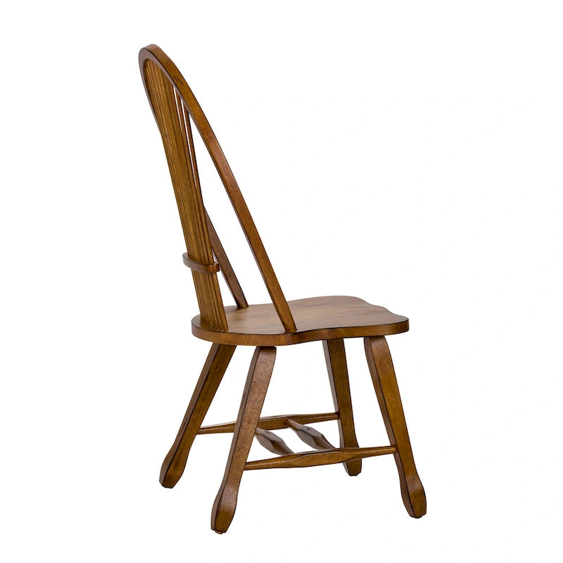 Ensemble de salle à manger rétractable Treasures Rustic Oak 5 pièces avec dossier en gerbe