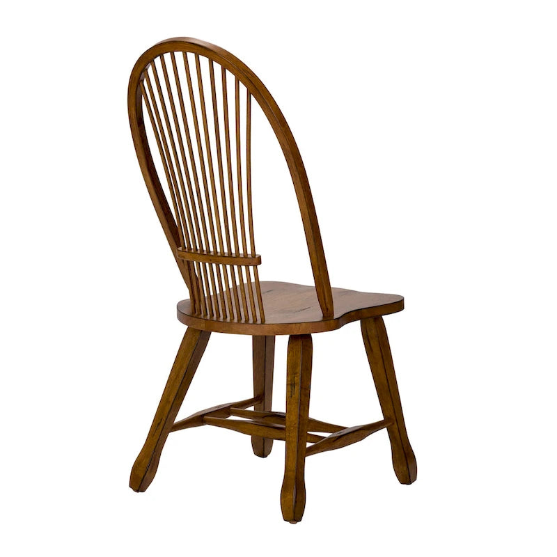 Ensemble de salle à manger rétractable Treasures Rustic Oak 5 pièces avec dossier en gerbe