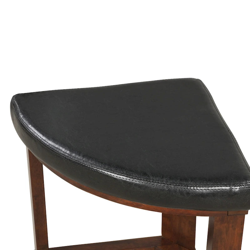Ensemble de salle à manger rond 5 pièces à hauteur de comptoir Roundhill Furniture en bois massif avec plateau de table en verre
