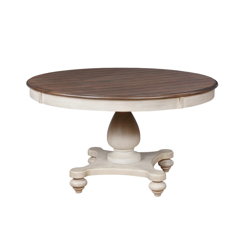 Ensemble de salle à manger 5 pièces Roundhill Furniture Arch en chêne vieilli, table ronde avec 4 chaises