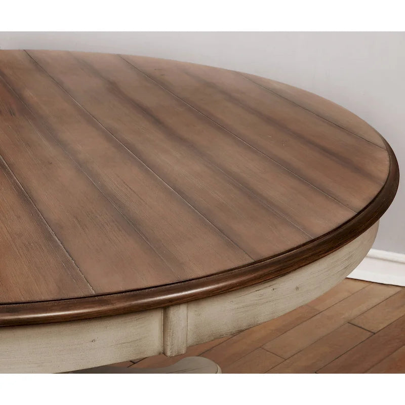 Ensemble de salle à manger 5 pièces Roundhill Furniture Arch en chêne vieilli, table ronde avec 4 chaises