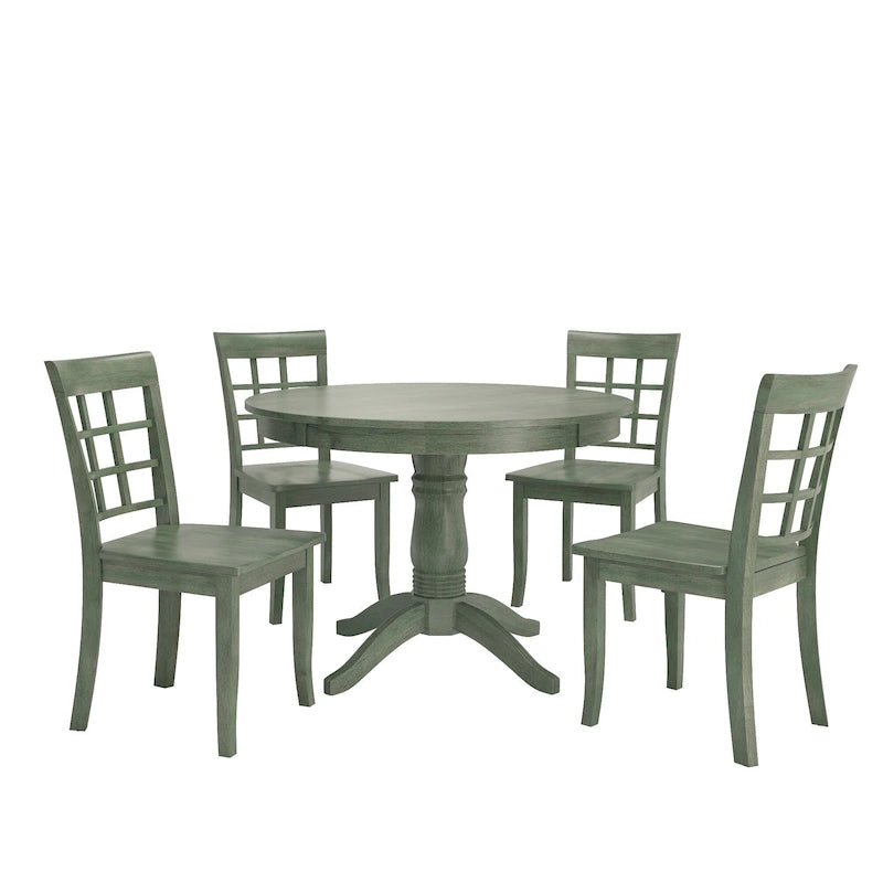 Ensemble de salle à manger 5 pièces Wilmington II avec base à piédestal ronde et finition vert sauge antique par iNSPIRE Q Classic