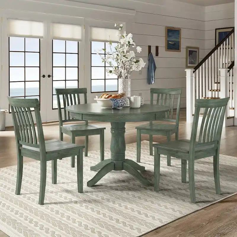 Ensemble de salle à manger 5 pièces Wilmington II avec base à piédestal ronde et finition vert sauge antique par iNSPIRE Q Classic