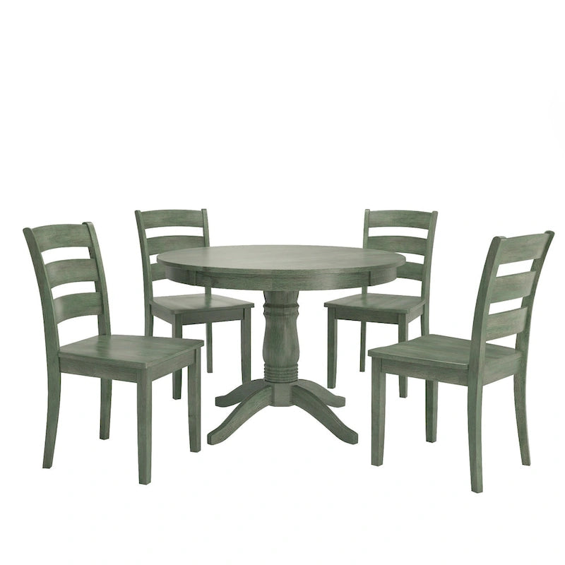 Ensemble de salle à manger 5 pièces Wilmington II avec base à piédestal ronde et finition vert sauge antique par iNSPIRE Q Classic