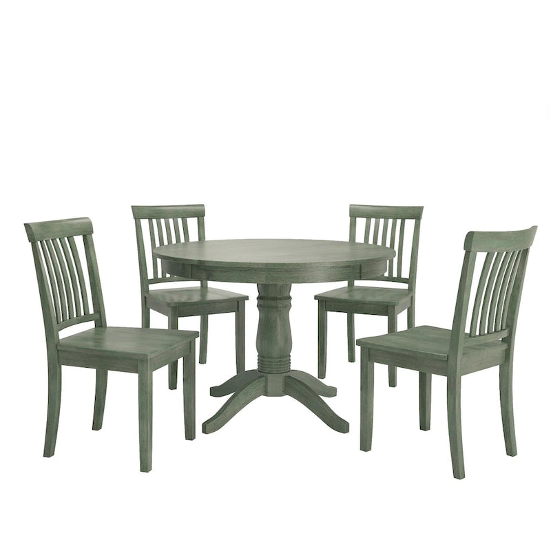 Ensemble de salle à manger 5 pièces Wilmington II avec base à piédestal ronde et finition vert sauge antique par iNSPIRE Q Classic