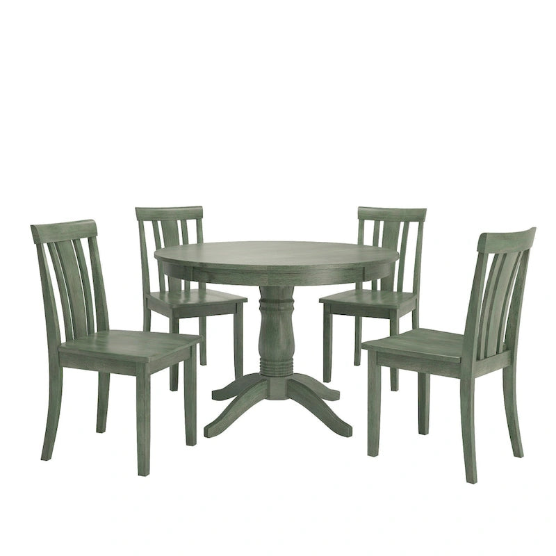 Ensemble de salle à manger 5 pièces Wilmington II avec base à piédestal ronde et finition vert sauge antique par iNSPIRE Q Classic