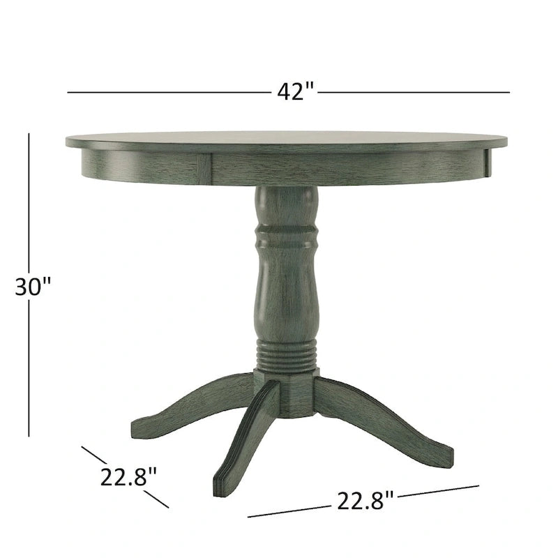 Ensemble de salle à manger 5 pièces Wilmington II avec base à piédestal ronde et finition vert sauge antique par iNSPIRE Q Classic