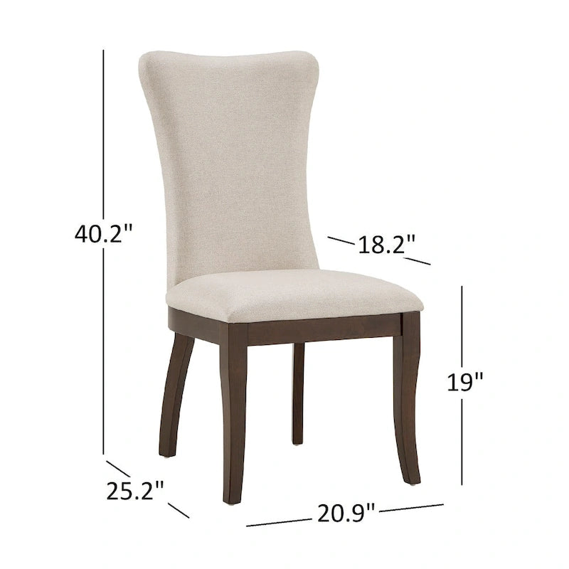Ensemble de salle à manger rectangulaire extensible en bois de cerisier foncé et tissu beige Willa par iNSPIRE Q Classic