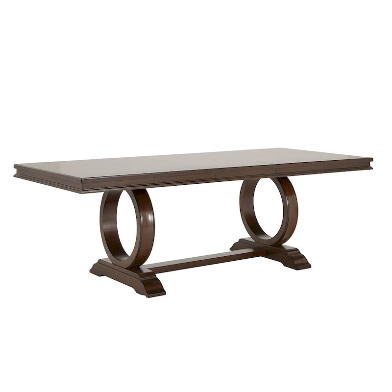 Ensemble de salle à manger rectangulaire extensible en bois de cerisier foncé et tissu beige Willa par iNSPIRE Q Classic