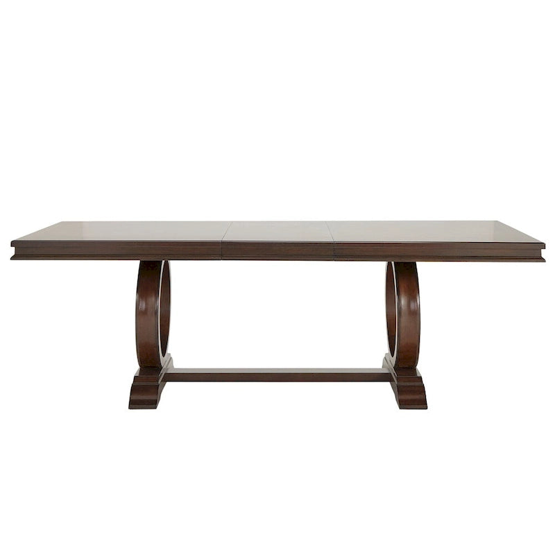 Ensemble de salle à manger rectangulaire extensible en bois de cerisier foncé et tissu beige Willa par iNSPIRE Q Classic