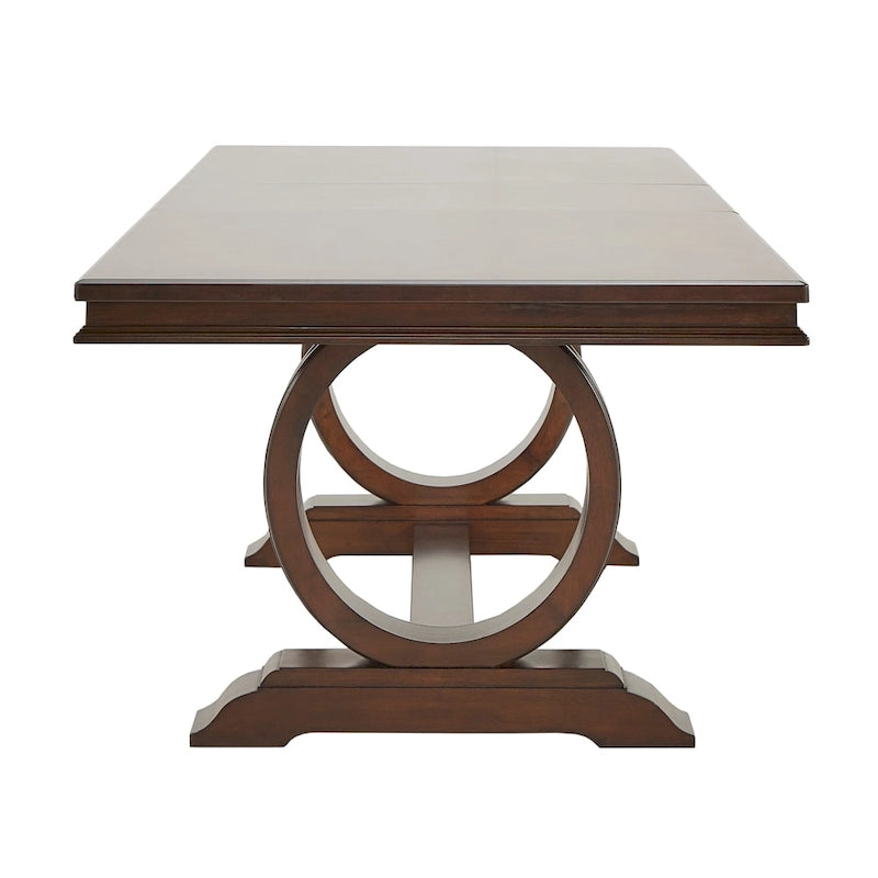Ensemble de salle à manger rectangulaire extensible en bois de cerisier foncé et tissu beige Willa par iNSPIRE Q Classic