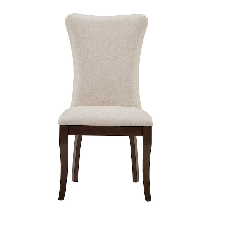Ensemble de salle à manger rectangulaire extensible en bois de cerisier foncé et tissu beige Willa par iNSPIRE Q Classic