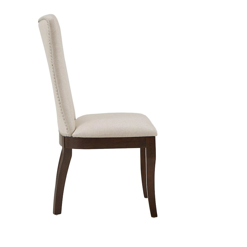 Ensemble de salle à manger rectangulaire extensible en bois de cerisier foncé et tissu beige Willa par iNSPIRE Q Classic