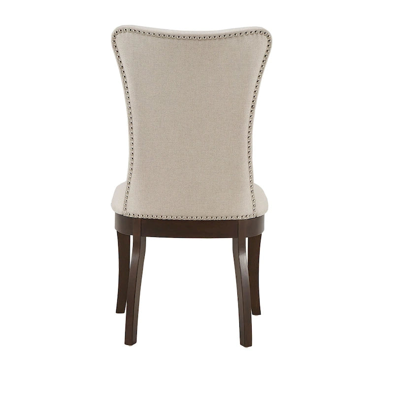 Ensemble de salle à manger rectangulaire extensible en bois de cerisier foncé et tissu beige Willa par iNSPIRE Q Classic