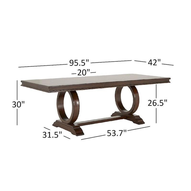 Ensemble de salle à manger rectangulaire extensible en bois de cerisier foncé et tissu beige Willa par iNSPIRE Q Classic