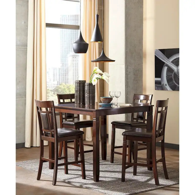 Signature Design by Ashley Bennox Table à Manger Hauteur Comptoir et Tabourets de Bar Marron (Ensemble de 5)