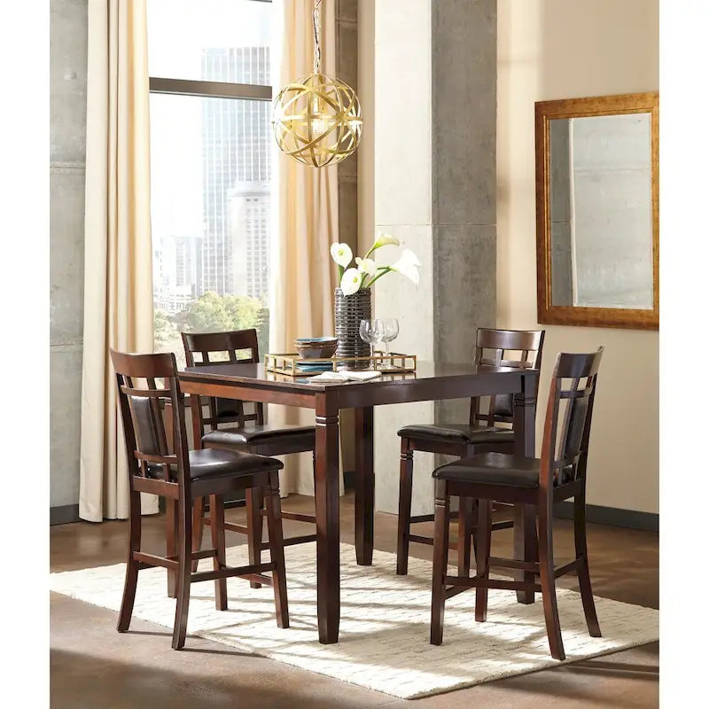 Signature Design by Ashley Bennox Table à Manger Hauteur Comptoir et Tabourets de Bar Marron (Ensemble de 5)